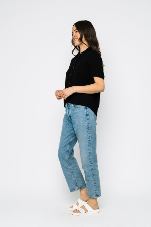 Nina-Roll Cuff Short Sleeve Shirt